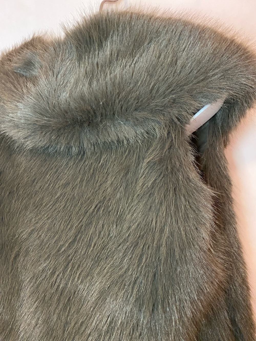 Plush Faux Fur Vest in Taupe - Picture 6 of 11